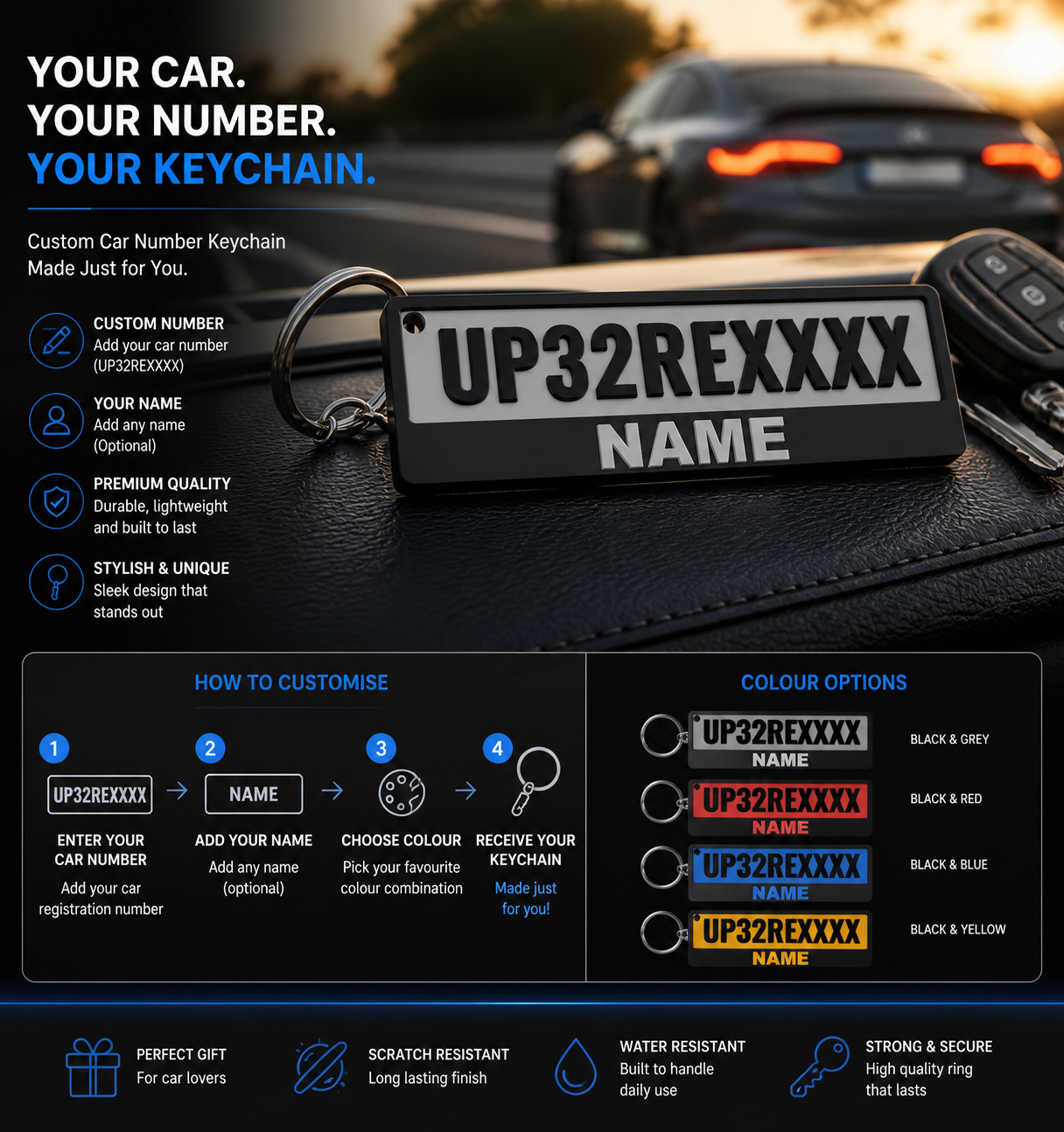 Custom Car Number Plate Keychain
