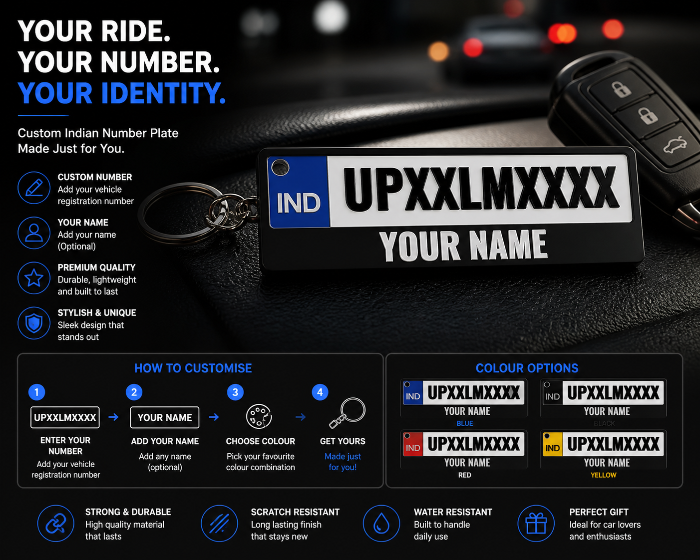Custom Car Number Plate Keychain